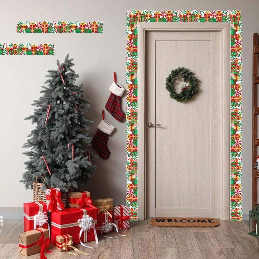 Self Adhesive Christmas Tree Stickers 10m Decorative Border Stickers Classroom Wall Decor