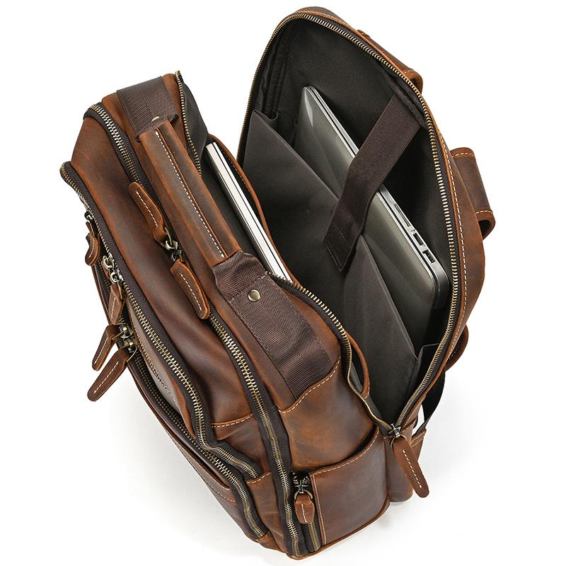 Retro Fashion Leather Men Backpack Business Male 15 16" Laptop Bag Daypacks Large Capacity Travel College School Bag Large