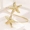Fashion Ocean Wind Three-dimensional Starfish Metal Rotating Open Arm Ring Women Multi-occasion Vacation Wind Seaside Wear