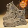 Men S Casual Fleece Thickened Warm Non Slip Thick Sole Camouflage Outdoor Hiking Ankle Boots