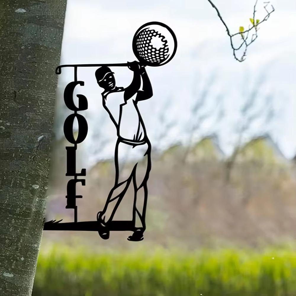 1 st Golf på gren Stål Silhuett Metall Väggkonst för Hem, Gård & Uteplats, Utomhus Staty Stake, Perfekt Juldekoration