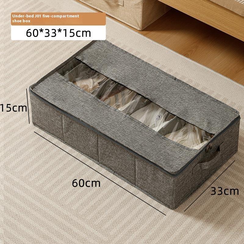 Underbed Storage Box with Dividers 60 x 33 x1 5cm Clear Window Waterproof Organizer for Shoes Clothes