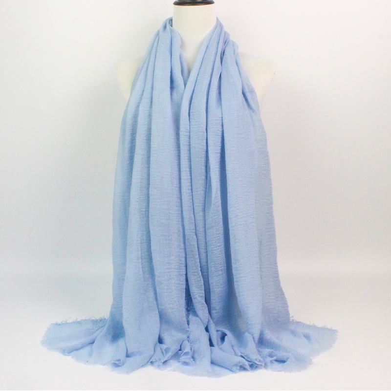 Crinkled Rayon Scarf Shawl: Solid Color, Natural Wrinkle, Fringed, Beach Towel, Bride/Bridesmaid/Party Evening Dress Accessory.