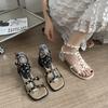 Studded Sandals Women Summer Temperament Fashion Strap Mid Heel Open Toe Shoes Leisure Square Heel Versatile Sandalias De Mujer