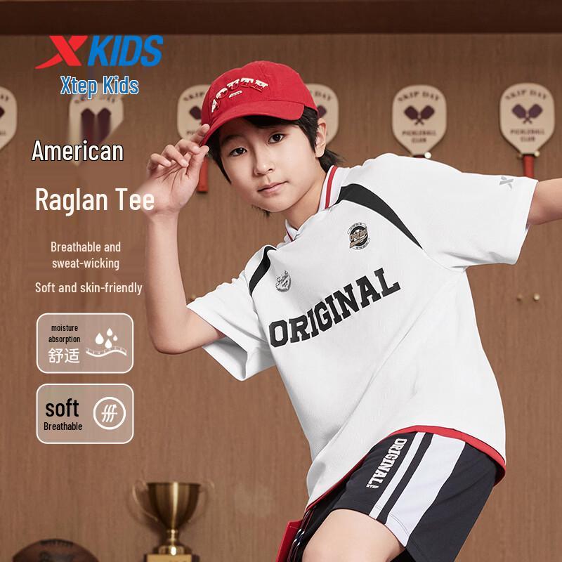 Xtep Youth American Raglan Short Sleeve T-Shirt 100