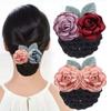Snood Hairnet Flower Hair Bun Holder Covers Barrette with Net  for Banks Hotels Staff