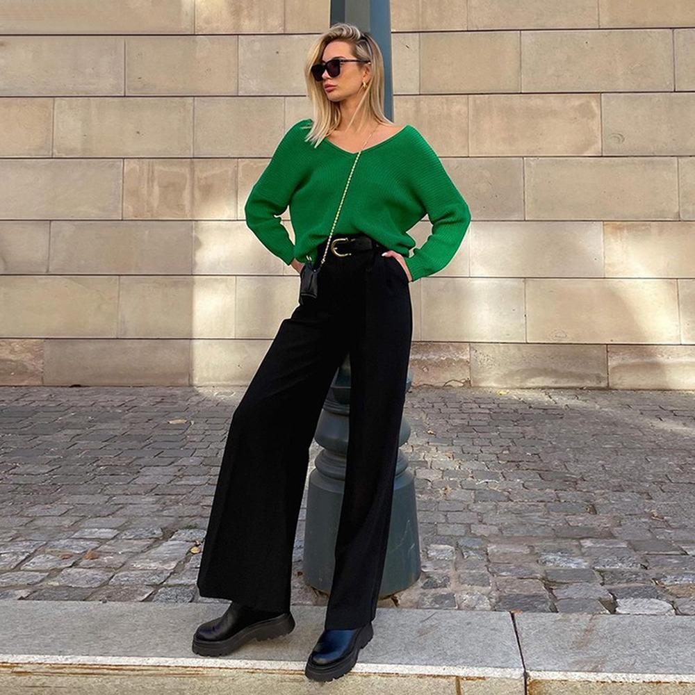 Women'S Pants Fashion Loose Full Length Ladies Trousers Casual High Waist Wide Pants