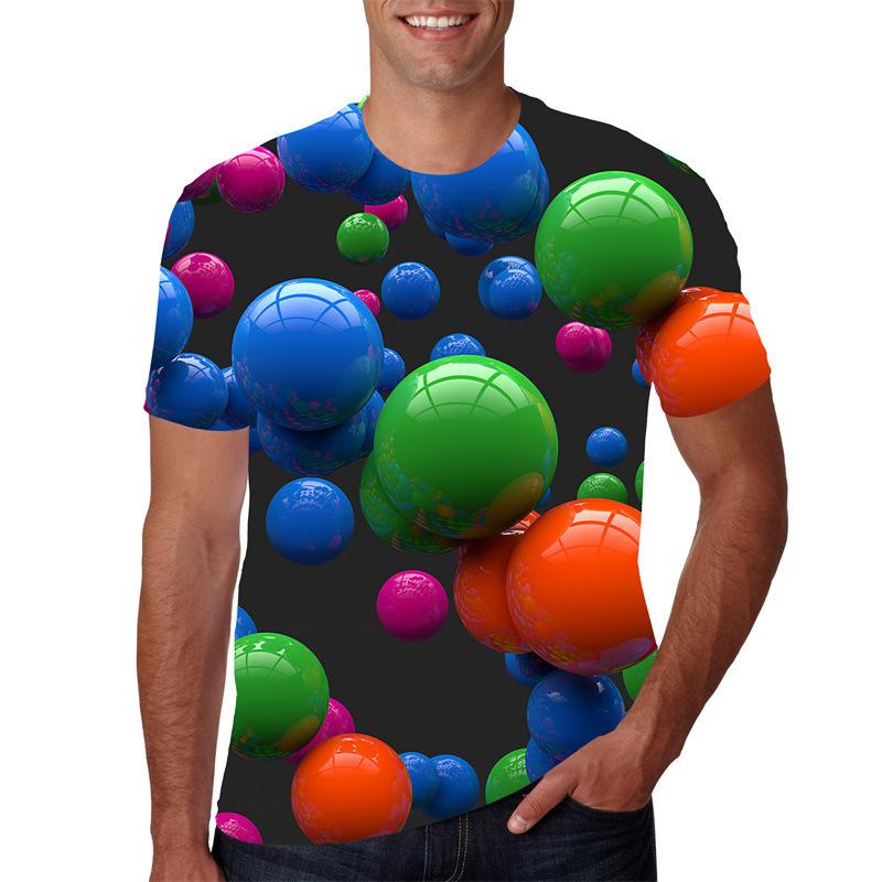 Sommer T-Shirt Geometrisches Schillerndes Bild 3D Digitaldruck Rundhals Herren Sport Locker 3D T-Shirt