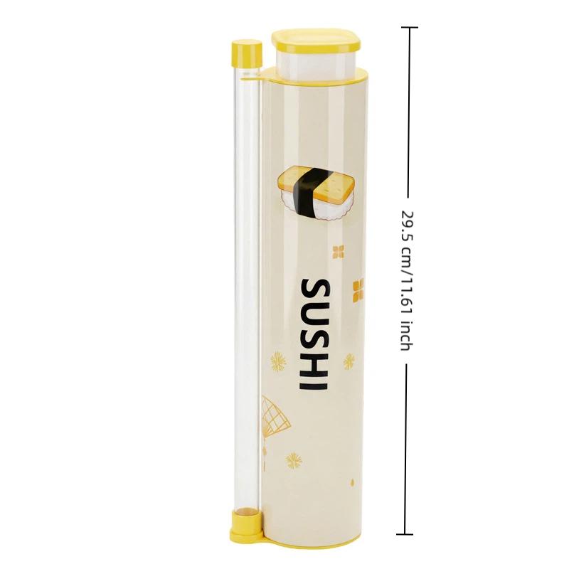 Home Sushi Making Kit Includes 1Set Round Push Box with Sauce Straw