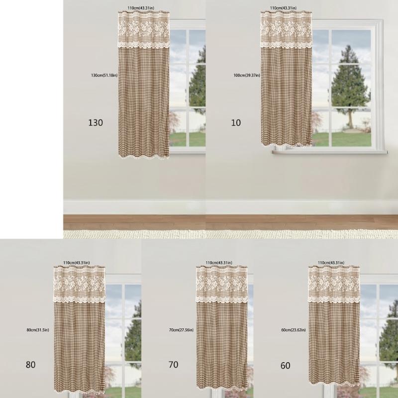 Kitchen Short Curtain Panel with Top, Light Filtering Polyester Privacy Panel and Trim Accent Style Window Drape