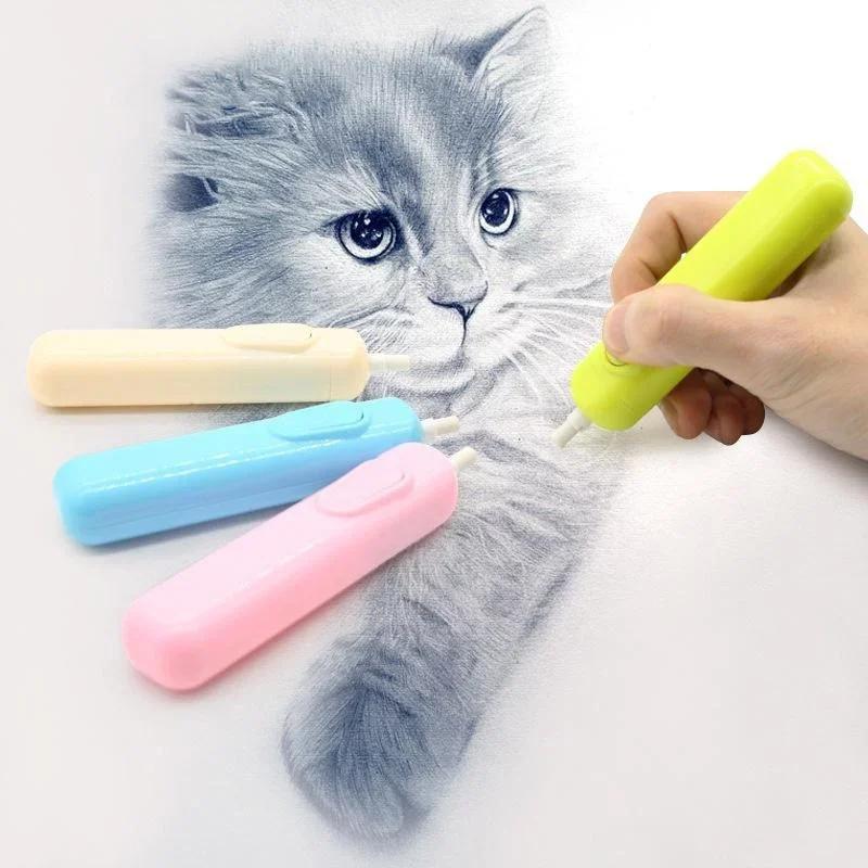 Random Color Automatic Battery Operated Eraser Electric Eraser School Supplies Leather Stationery Child Day Gift for Students