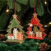 Wooden Christmas Tabletop Decorations Tree Decoration, Winter Xmas Gift Box Tiered Decorative Figurines for Home Tray Centerpiece, Rustic Table
