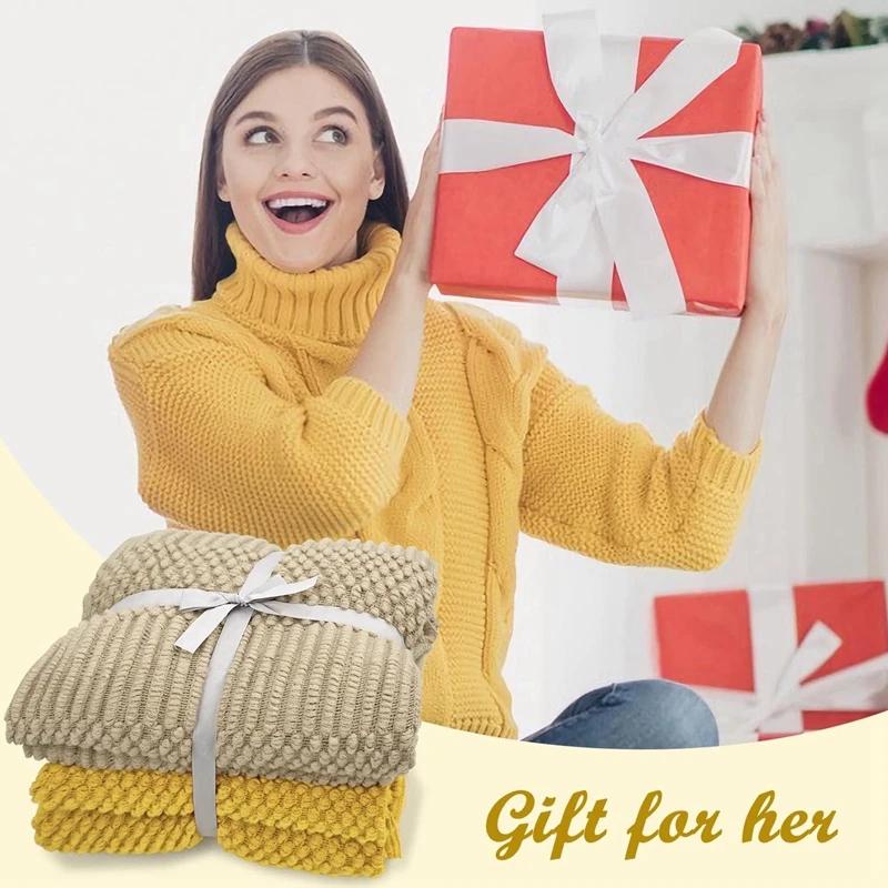 Oversized Gift Throw Knit Blankets with Tassels Textured Boho Summer Cozy Farmhouse Sofa Khaki Throw Blankets Manta Para Sofá