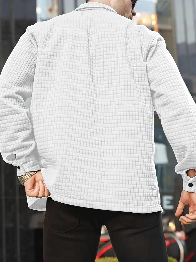 European & American Men's Plus Size Checkered Cardigan Shirt Jacket, 2025 Fashion, Long Sleeve