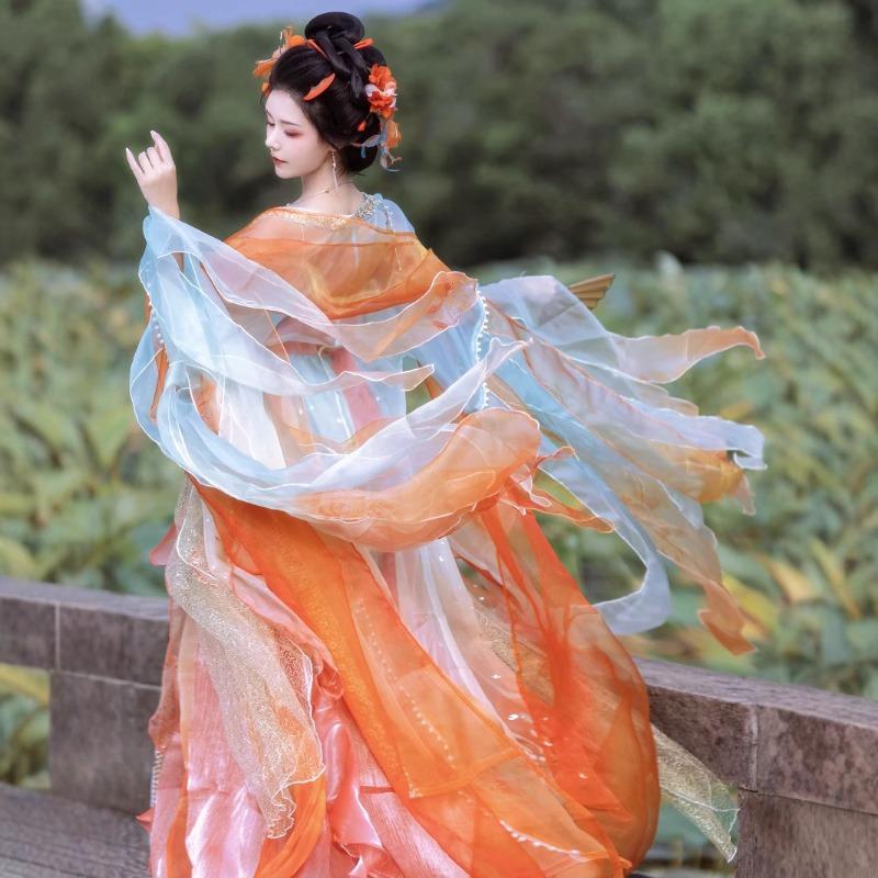 Butterfly big-sleeved shirt Hanfu women's Tang Dynasty chest-length balsam skirt set heavy industry embroidery super fairy autumn princess dress