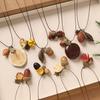 1Pcs Retro Fruit Necklace - Simple Woven Sweater Chain - Lady's Acorn Pendant Necklace