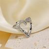 Stainless Steel Irregular Hollow Heart Open Ring For Women Men Personality Popular Ring Party Jewelry  Wholesale