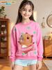 Capybara Sweatshirts Kawaii Cartoon Graphic Kids Hoodie Harajuku Girl Tops Fashion Cute Animals Long Sleeves Children's Clothing