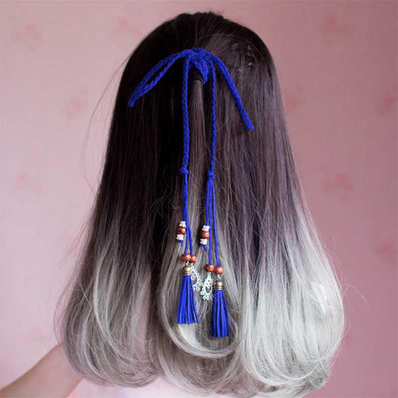 New Chinese Style Women's Tassel Hairbands Retro Hanfu Red Hair Rope Braided Bow Girl Headband Hair Accessories Headdress