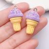 DIY Resin Summer Ice Cream Charms - 8 Colors, 15x28mm - for Bracelets, Necklaces, Keychains, Small Pendants