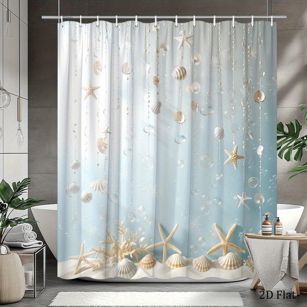 Tenda Doccia con Conchiglie Marine Stelle Marine Bolle Design Appeso Decorazione Bagno Tende Impermeabili Stile Casa Costiera