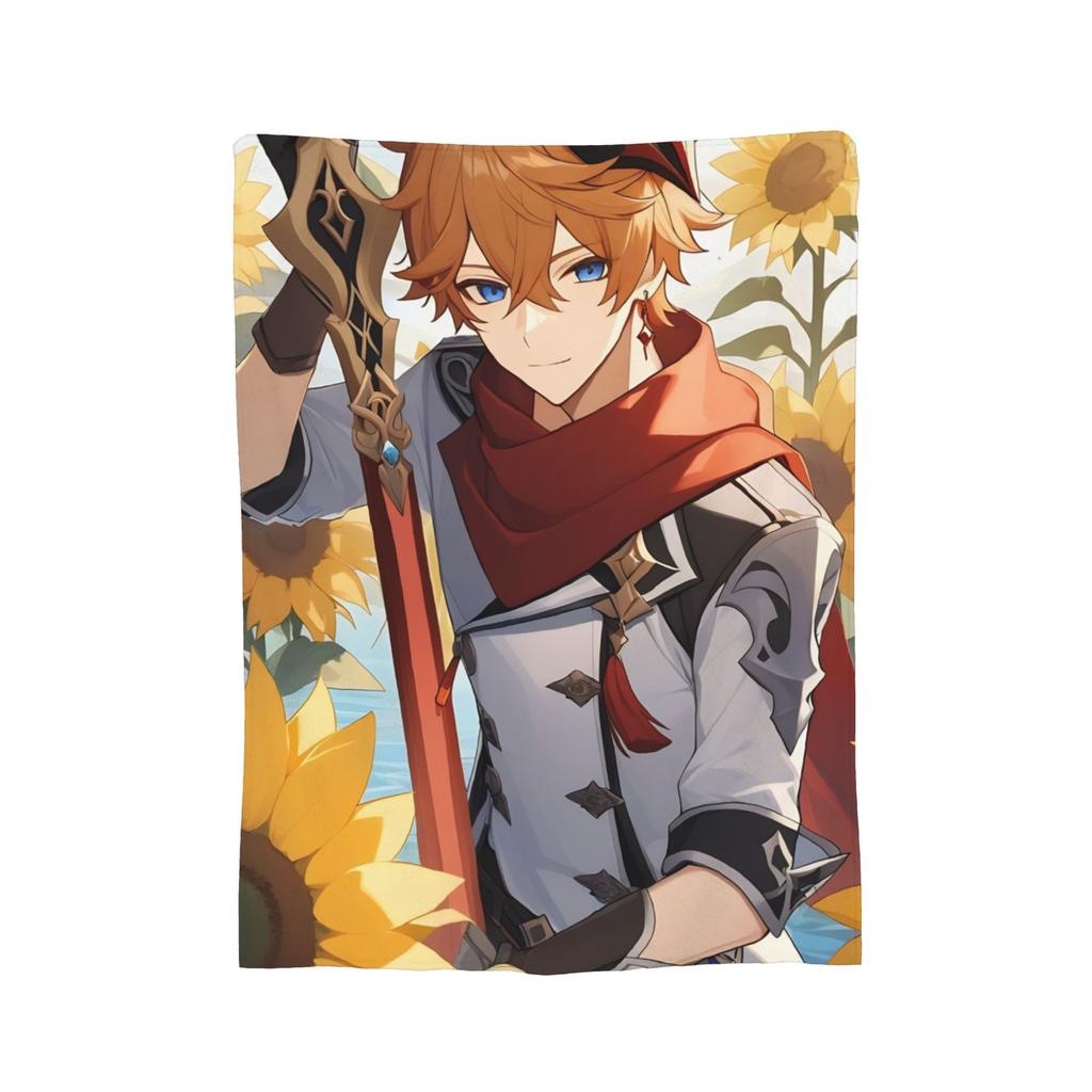 Childe Tartaglia Genshin Impact Blankets Flannel Printed   Multifunction Super Warm Throw Blankets for Bedding Car Rug Piece