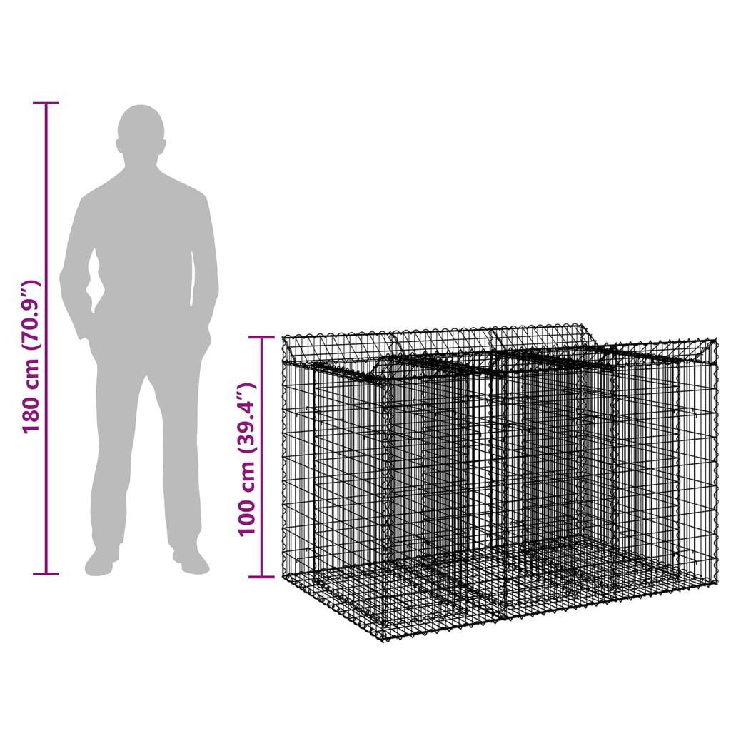 Gabion Raised Bed Set 2 Pcs Silver