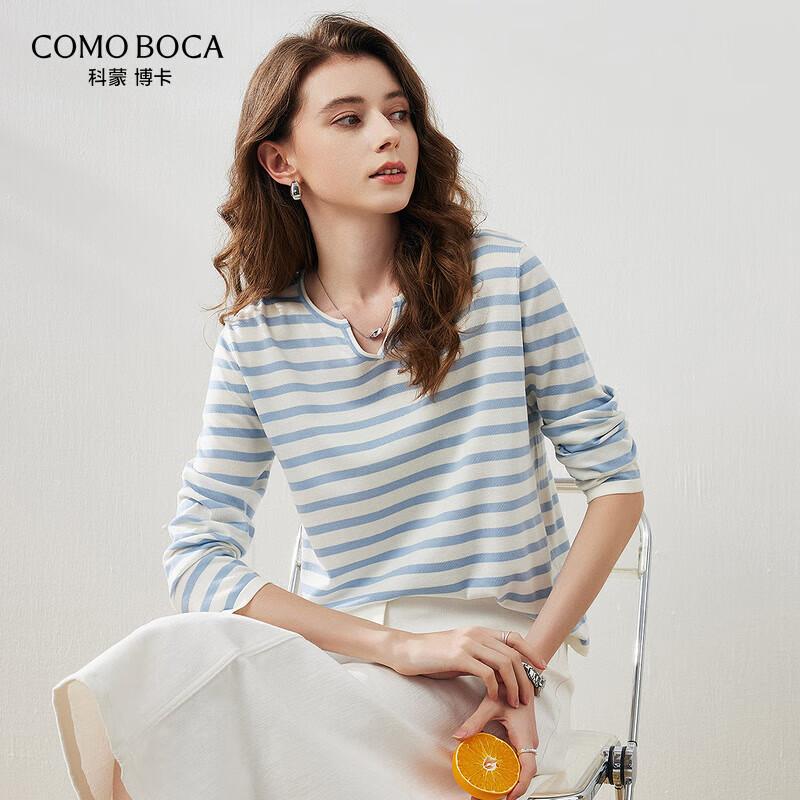 Women's Lyocell Blend Striped Long Sleeve Knit Top
