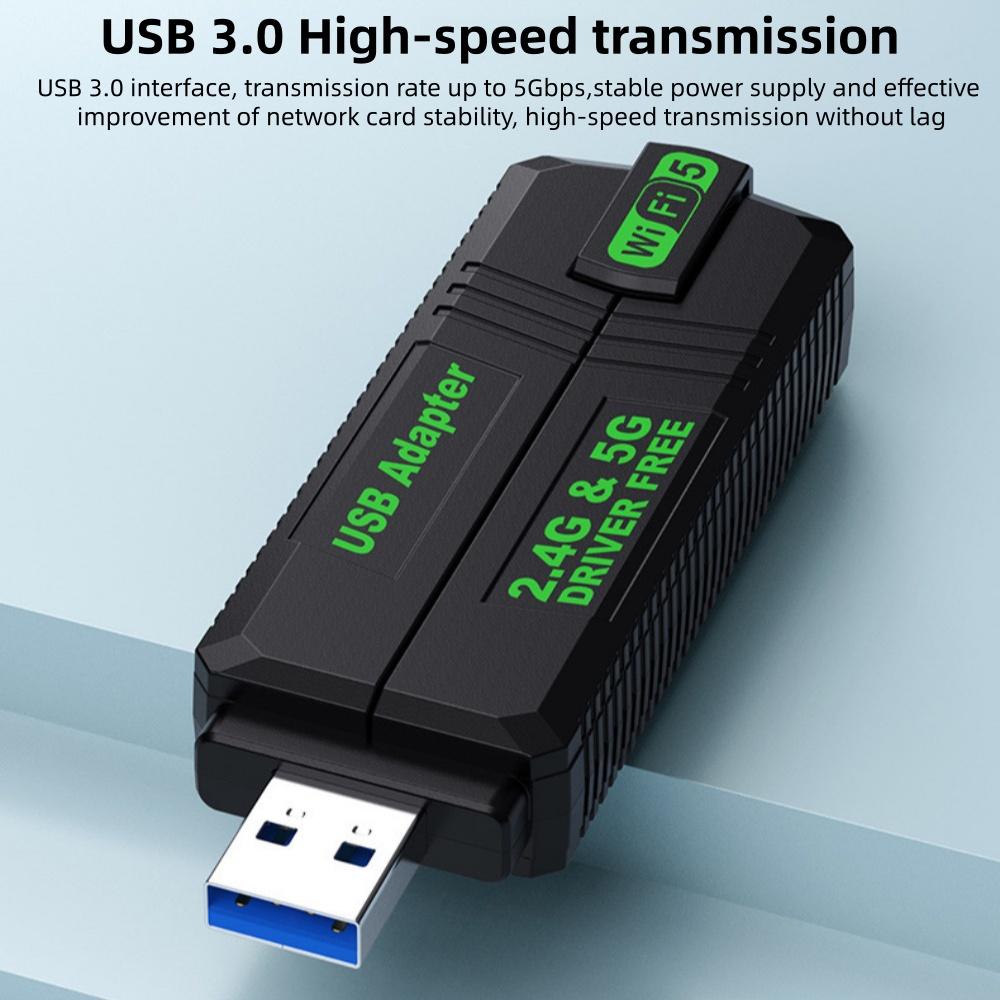 600Mbps WiFi5 USB Adapter Wireless Network Card 2.4G and 5G 4 Antenna Folding USB 3.0 Non Drive Wireless Receiver for Win8/10/11
