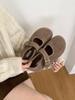 Flat Bottom Round Head Leopard Print Plush Shoes Women's Outer Wear 2025 New Autumn and Winter Mary Jane Single Shoes Plush Cotton Shoes
