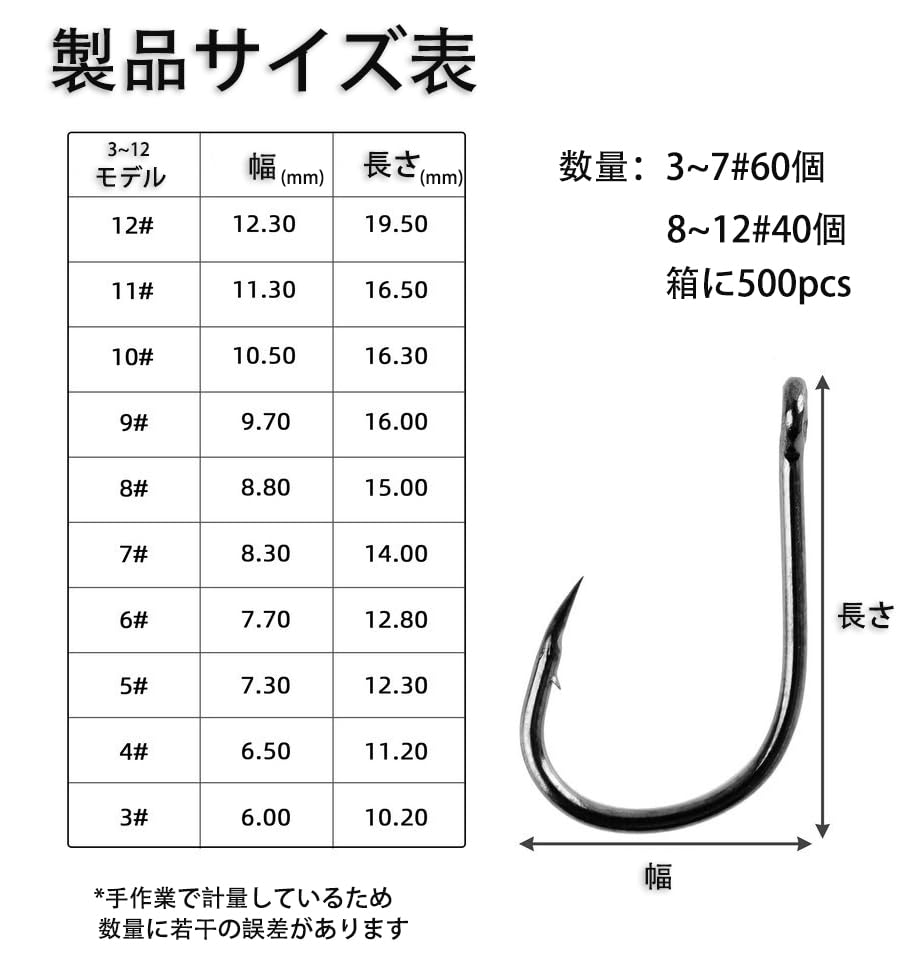 500-Piece Lure Hook Set, Convenient Fishing Tackle, Freshwater and Saltwater Use, High-Carbon Steel, Corrosion-Resistant, Offset Point Design,