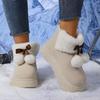 Snow Boots 36-42 Women's Shoes Large Size Women's Boots Winter Cotton Shoes Thermal Casual Shoes Flat Middle Heel Hairball Winter Boots