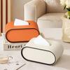 Leder Taschentuchbox Oval Serviettenhalter Kunstleder Heimdekoration für Wohnzimmer Schlafzimmer Luxus Schreibtisch Organizer Aufbewahrungsbox