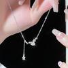 S999 Silver Meteor Shower Fringed Necklace Women's Light Luxury Niche Collarbone Chain Diamond Pendant