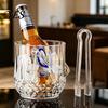 Tragbarer Eiswürfelbehälter mit Griff und Zange, Transparente Diamantschliff-Eiskübel für Bier, Champagner, Wein, Cocktails, Barzubehör Würfelhalter mit Clip