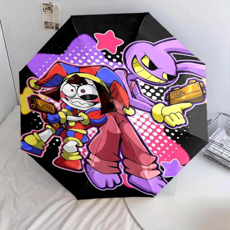 Pomni Halloween Characters Automatic Umbrella - Suitable Travel Outdoor Portable Umbrella Birthday Gift Daily Essentials