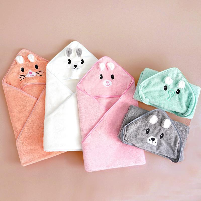 Children's Bath Towel Wholesale Coral Velvet Cape Hooded Children Cloak Cartoon Absorbent Baby Duvet Bath Towel