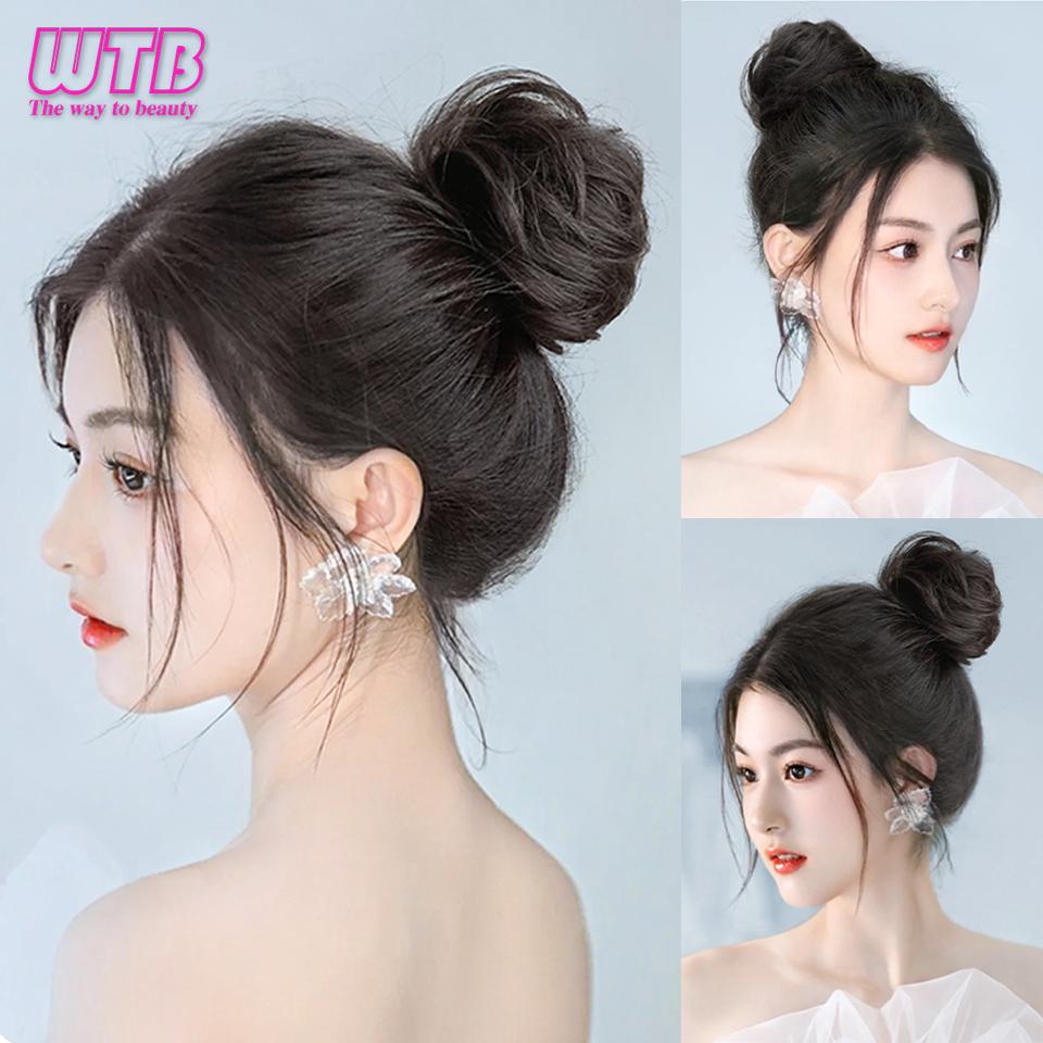 Synthetic Curly Straight Hair Messy Buns Female Hair Rings Fluffy Hair Pans Invisible Natural Seamless Donut Chignon Accessories