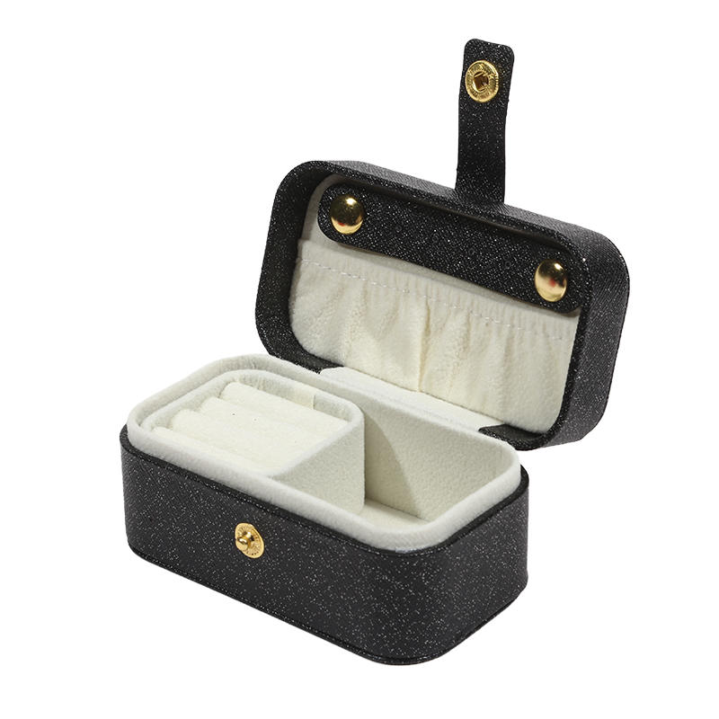 Simple PU Leather Jewelry Storage Box Mini Solid Color Jewelry Display Case Packing Portable Ring Necklace Case Girls