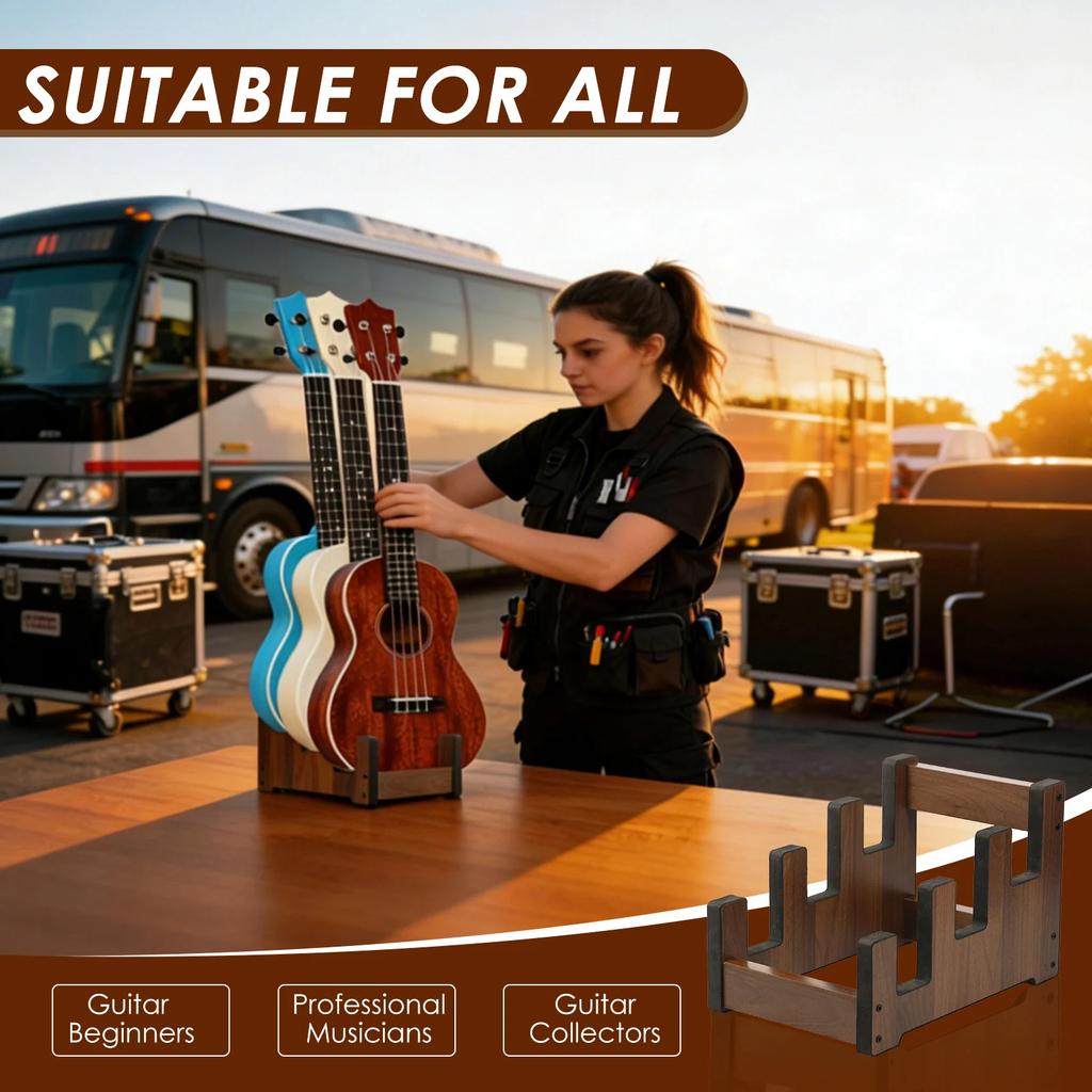 Multi Guitar Storage Rack Wooden Guitar Display Stand 3 Tier Floor Standing Bass Storage Rack Vintage Electric Guitar Organizer