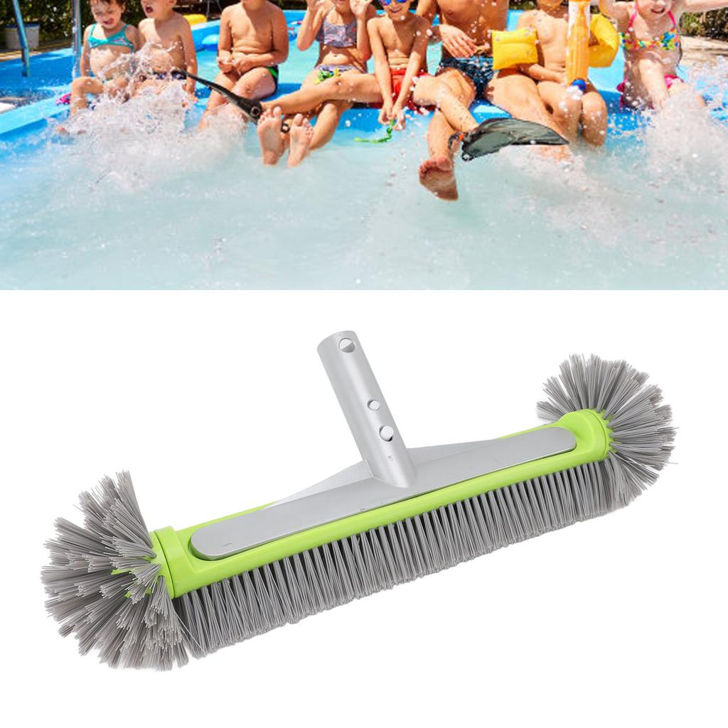 17.5 Inch Pool Brush Head, Wall, Floor, Corner and Tile Brush with 7 Rows of Premium Nylon  , Aluminum Frame with EZ Clip for Pools and
