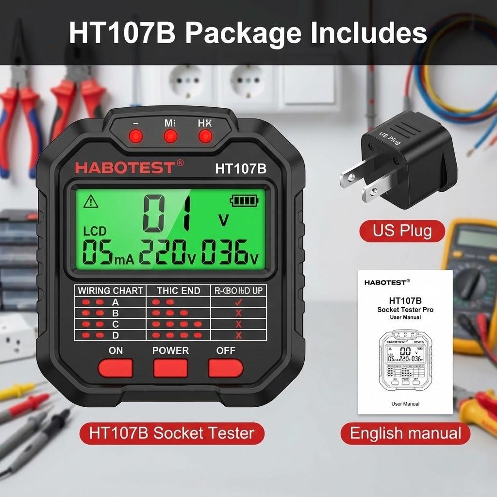 Socket Tester Pro Voltage Tester RCD Detector Ground Neutral Plug Polarity Phase Checker Electrical Safety Tool 5mA 30mA