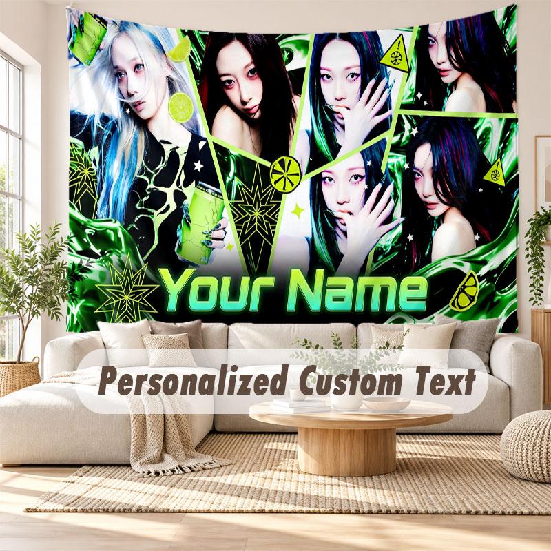 Custom Name Wall Hanging Tapestry,aespa Decorative Backdrop Tapestry For Dorm Home