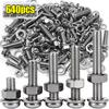 640/320pcs Stainless Steel Hexagon Screws Nuts Cross Slotted Round Flat Washer Bolts Sockets Fasteners Hardware Assortment Kits