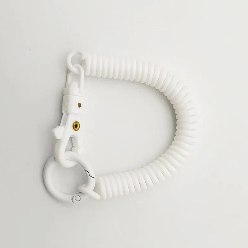 Coil Springs Keychain Stretchy Spiral Spring Coil Retractable Coil Springs Keychain With Metal Clasp Key Chain Holder Lanyard