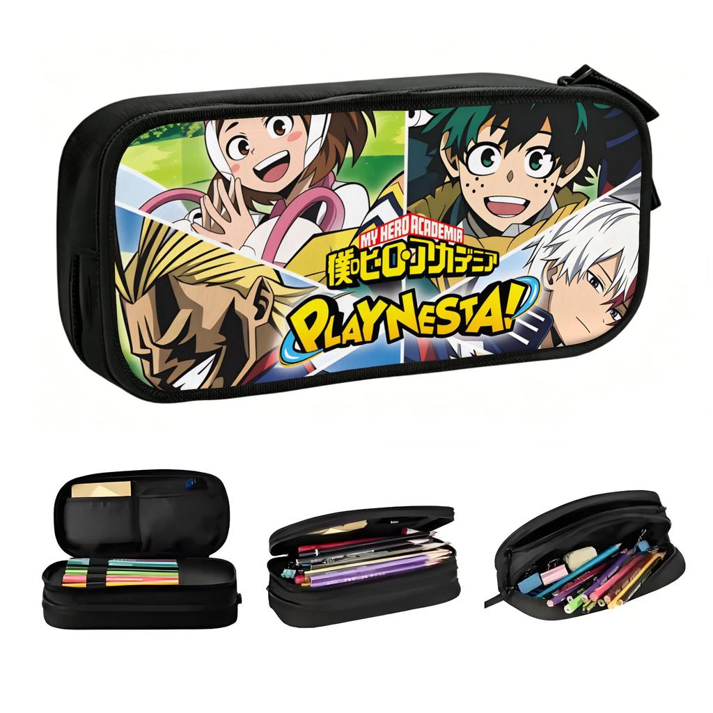 Cute My Hero Academia Ochaco Uraraka Pencil Case for Girl Boy Large Capacity Izuku Midoriya Pencil Box Stationery