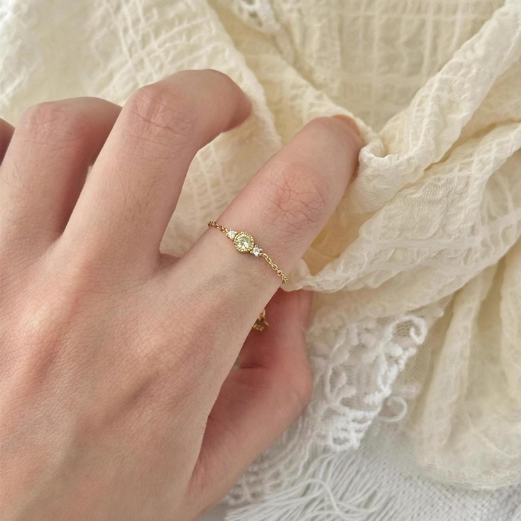 Unique Adjustable Chain Ring For Women With Stunning Olive Moissanite Detail