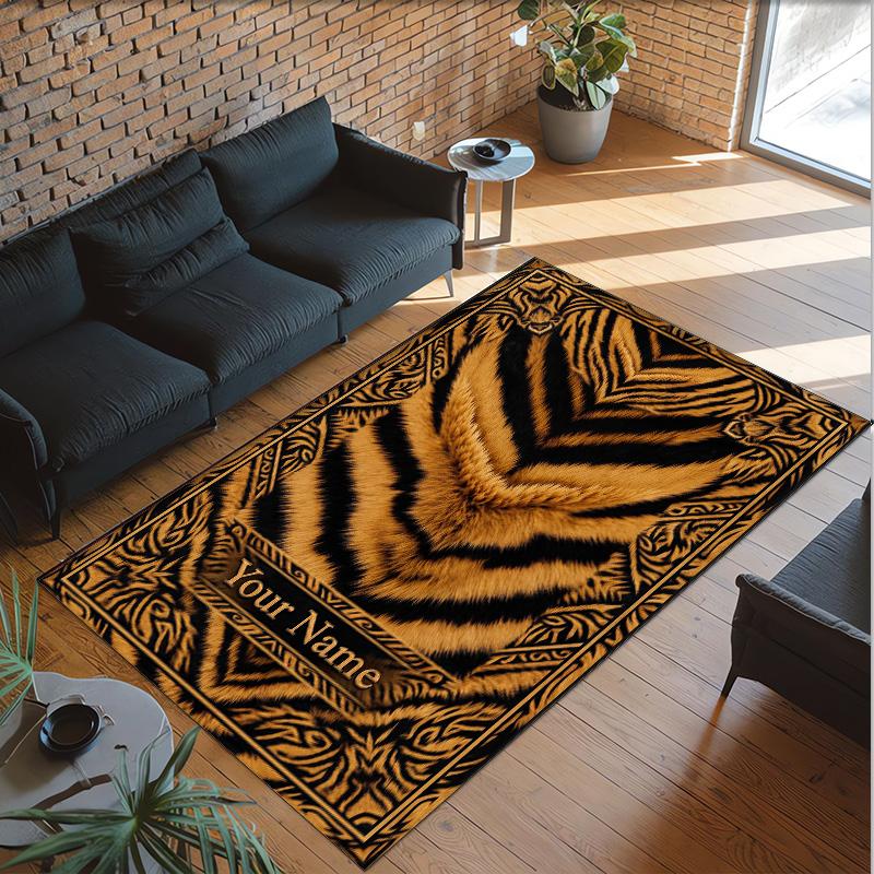 Covor de podea din catifea de cristal cu tematică de leopard, covor cald personalizat cu nume și text, decorațiune pentru casă