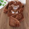 Set di vestiti per orsetti caldi per bambini, pigiama invernale per cartoni animati, 2 pezzi
