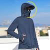 Herren Sommer Sonnenschutzmantel Mit Kapuze Dünn Atmungsaktiv Tasche UV-Schutz Einfarbig Langarm Sonnenschutzkleidung Radsportbekleidung
